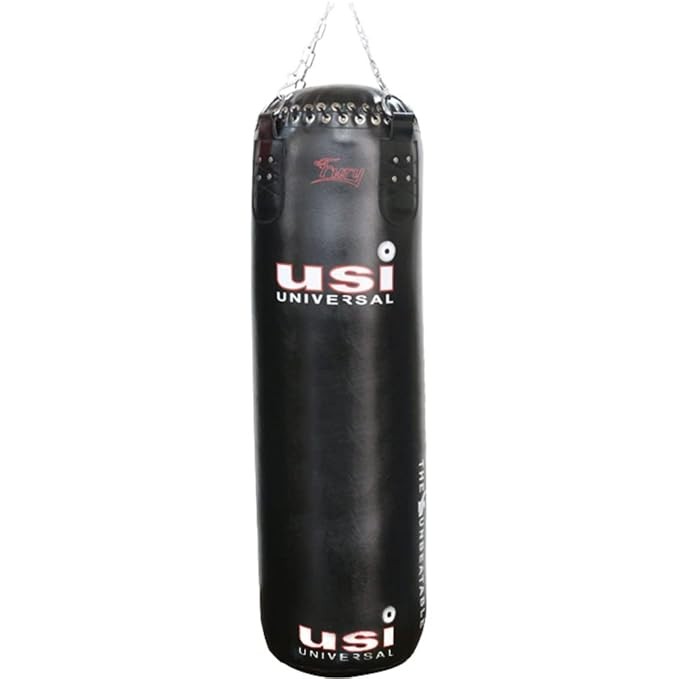 USI UNIVERSAL THE UNBEATABLE Punching Bag, Boxing Bag, 626PU Fury Thick PU Filled Boxing Bag For Boxing Martial Arts Kickboxing Training, Chain Included, D-Ring at bottom, Dia 39cm (Length 150cm)