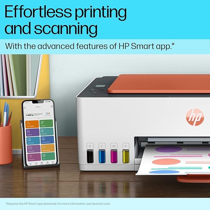 HP Smart Tank 589 Aio WiFi Color Wired Home Inkjet Printers (Upto 6000 Black and 6000 Colour Pages of Ink in The Box). - Print, Scan & Copy for Office/Home