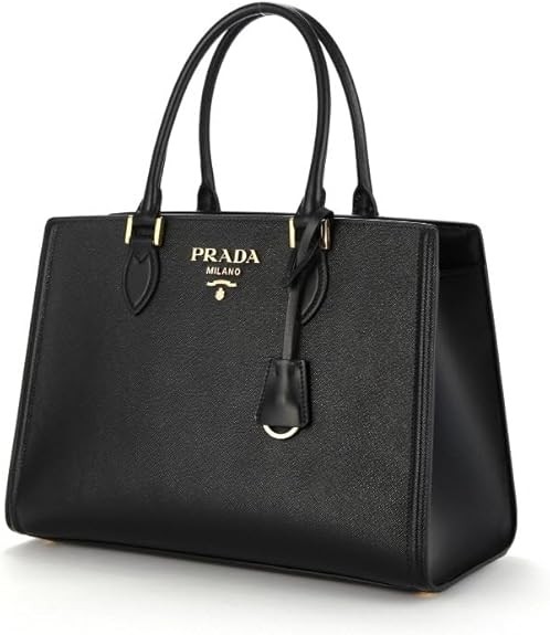 Prada Black Saffiano Lux Leather Large Satchel Handbag 1BA228