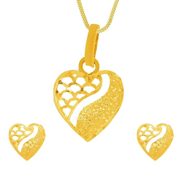 WHP Jewellers Women Gold Pendant Set, 22Kt(916) Bis Hallmark Pure Gold, Fashion Accessories, Anniversary Gift For Wife & Friend