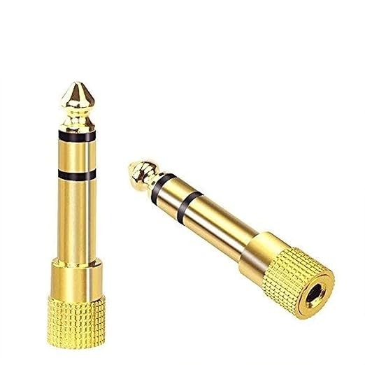 SeCro 3.5mm Female to 6.35mm Male Plug Stereo Audio Jack Converter (Golden) - Pack of 2