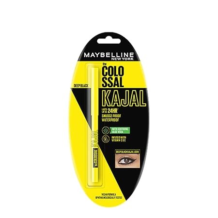 Maybelline New York Colossal Kajal, Intense Colour, Waterproof, Long lasting 24Hrs Stay, Black, 0.35g