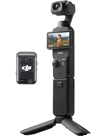 DJI Osmo Pocket 3 Creator Combo, Vlogging Camera with 1'' CMOS & 4K/120fps Video, 3-Axis Stabilization, Face/Object Tracking, Fast Focusing, Mic Included for Clear Sound, Small Camera for Photography