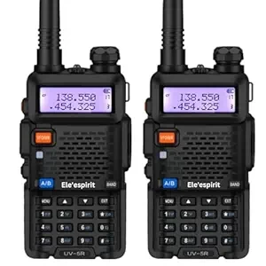 Ele'espirit UV5R Professional FM Transceiver | Long Standby Time | High Capability Li-ion Battery | FM Radio | Scrambler | with Flashlight | Range Upto 5KM for Kids (UV5R Pack of 2)