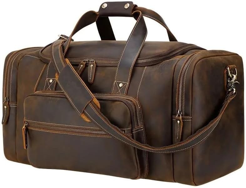 Large Travel Bag Leather Vintage Luggage Bags Duffle Bags Travelling Bag Weekender Bags for Man