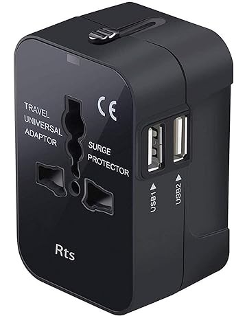 rts Universal Travel Adapter, International All in One Worldwide Travel Adapter and Wall Charger with USB Ports with Multi Type Power Outlet USB 2.1A,100-250 Voltage Travel Charger (Black)