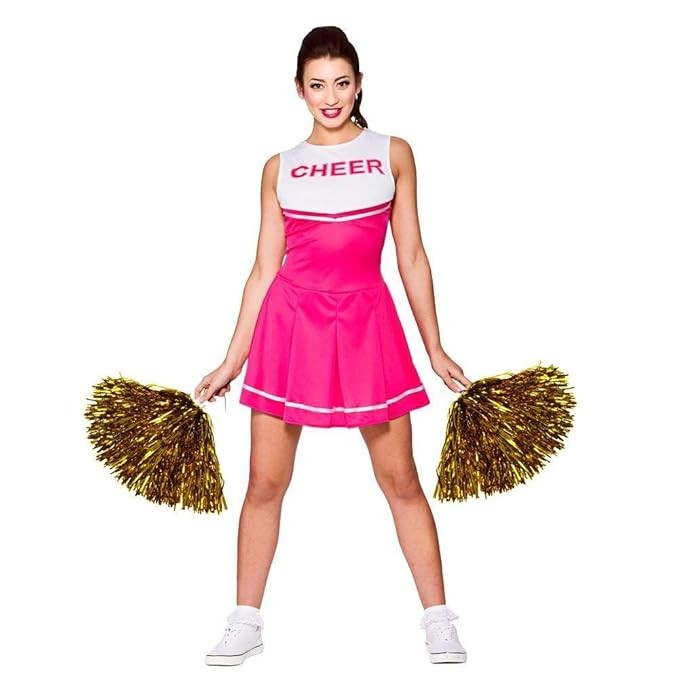 Amit Marketing Cheerleader Pom Poms | Soft Comfortable Handle Reusable | Waterproof | Rooter Shaker Toy | for Cheerleading, Celebrations, Sports Events, Party – Pack of 2 (Gold)