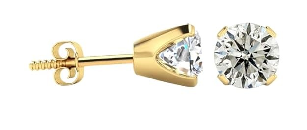 BRAINCORD Yellow Gold Diamond Stud Earrings, 1 Carat Diamond Gold Studs, Gold Diamond Studs, Diamond Stud Earrings, Yellow Gold Diamond Studs Diamond Earings Gold Diamond Studs Gold For Women