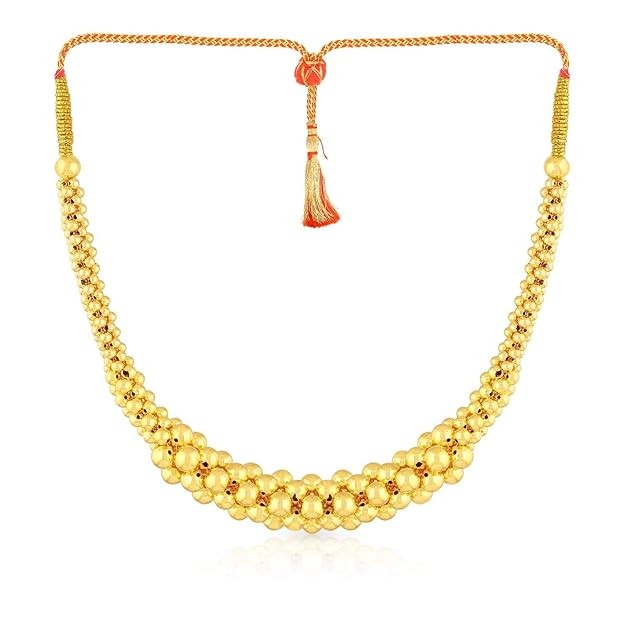 Malabar Gold & Diamonds Gold Tushi Necklace for Women 22k | Traditional Gold Thushi necklace 22kt |22 kt (916) BIS Hallmark Gold Jewellery for  BD