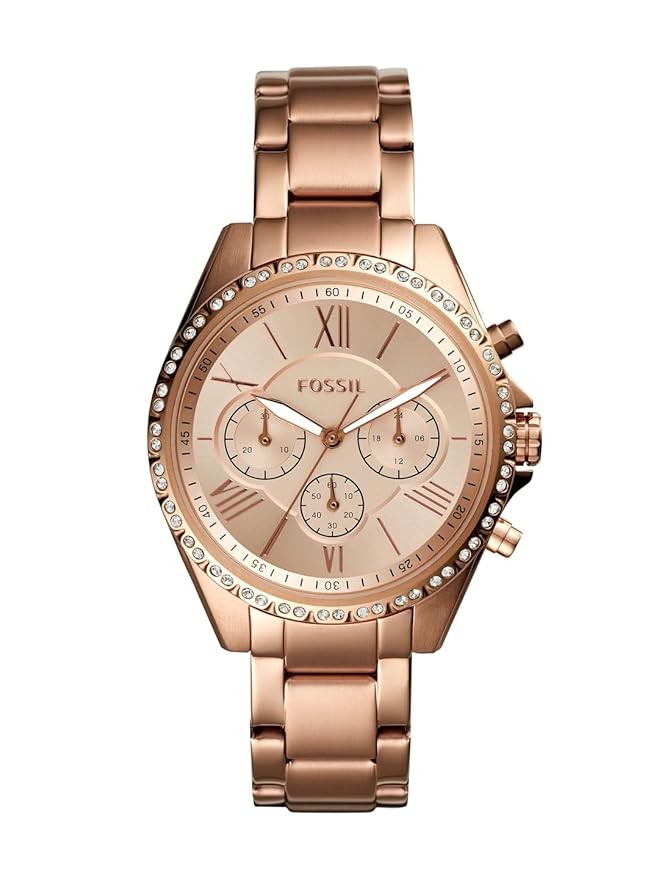 Fossil Modern Courier Stainless Steel Analog Women's Watch BQ3377 (Rose Gold Dial Rose Gold Colored Strap)