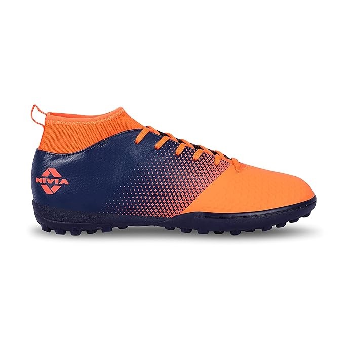 Nivia 3934FO Ashtang Football Turf Shoe, 9 (F.Orange/Black) Lycra Mesh Collar Rib to Fit Perfectly The Ankle