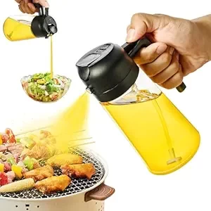 Kettlekane 500ml 2 in 1 Olive Oil Sprayer and Oil Dispenser Bottle for Kitchen, Glass Oil Bottle with Premium Nozzle, Oil Sprayer for Air Fryer, Salad,BBQ,Roasting (Multi Color) (Pack of 1)