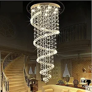 Sanleen Enterprises Modern Crystal Chandelier Spectacular LED Spiral Lighting Fixture (6feet Height Width 20inch)